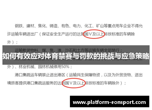 如何有效应对体育禁赛与罚款的挑战与应急策略